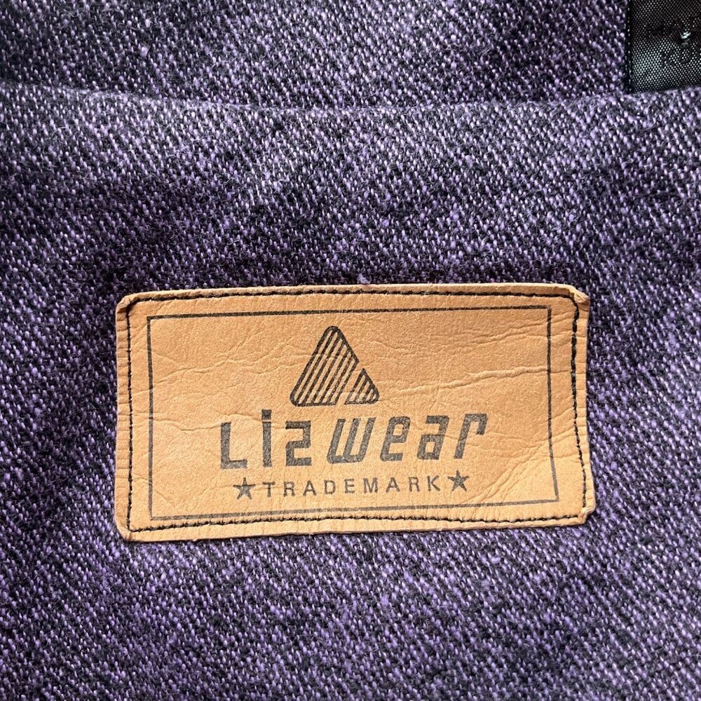 Vintage Liz Wear Women's Sz.Med-Large Cropped 90's Cotton Jacket purple Herringb - Picture 4 of 11
